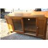 Image 2 : Wood entertainment/TV stand, with glass sliding doors