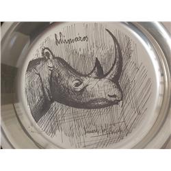 BERNARD BUFFET Silver Plate Rhino 1977