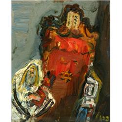  FRENKEL-FRENEL Oil Ukrainian Art Judaica Rabbi