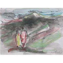 ESTER PERETZ ARAD Watercolor Israeli