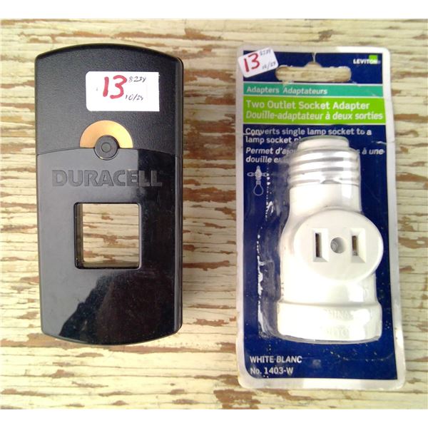 outlet socket adapter & duracell battery charger
