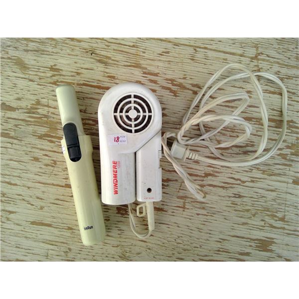 travel hair dryer & butane curling iron