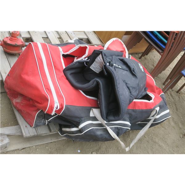 Hockey bag full of varous equipment, adult & youth size