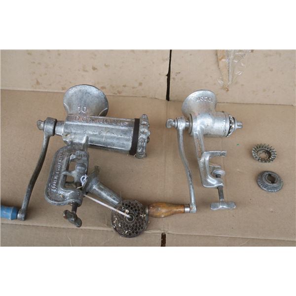 2 hand crank meat grinders
