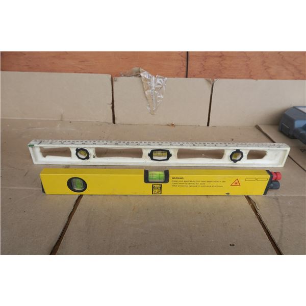 2- levels - yellw laser level & white 24" level.
