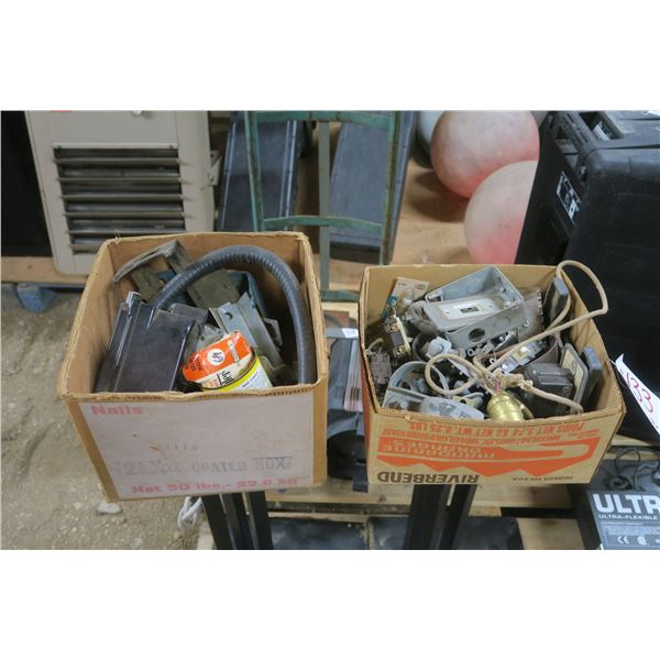 2 -boxes of misc electrical fittings