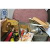 Image 10 : Misc box of tools & other items. Metal tool box, painting items, hand saw ..etc