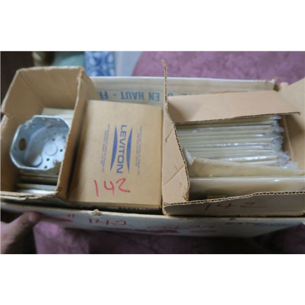 box of electrical items, plug & switch face plates.. Etc.