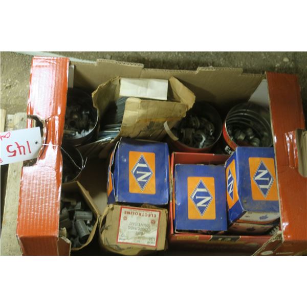box of varous electrical items.