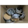 Image 6 : Misc box of electrical items, varous headlights, round fuse boxes.