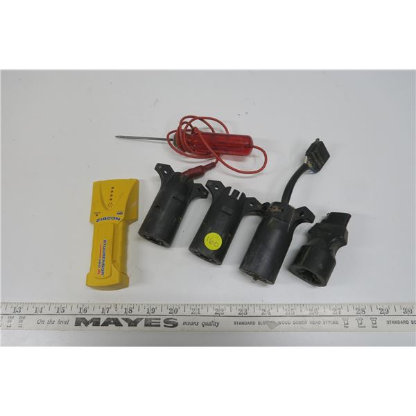 trailer plugs, stud finder, volt tester