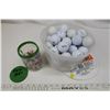 Image 1 : pail of golf balls, jar of golf tees