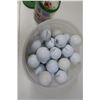 Image 2 : pail of golf balls, jar of golf tees