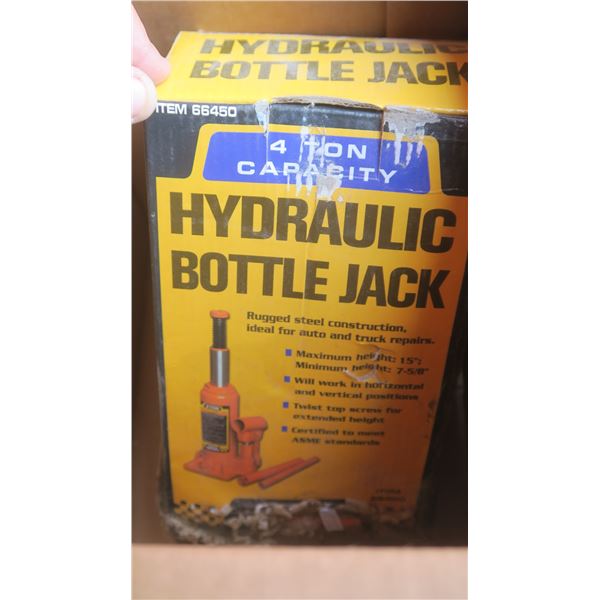 box of misc tools, bottle jack, screwdriver set ..etc