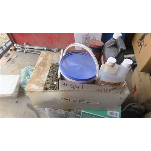 box ofmisc items, chemicals, metal springs, etc.