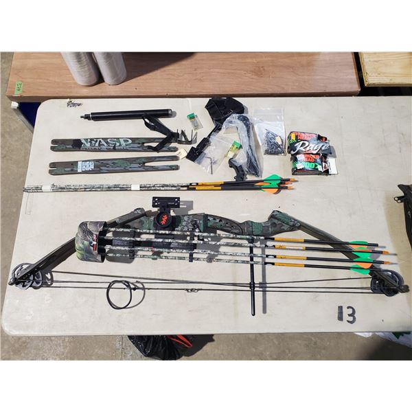 left handed archery bow and accessories, 28" draw, 45-60 lbs draw weight from pro sport