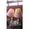 Image 1 : set of 2 brass & white lamps