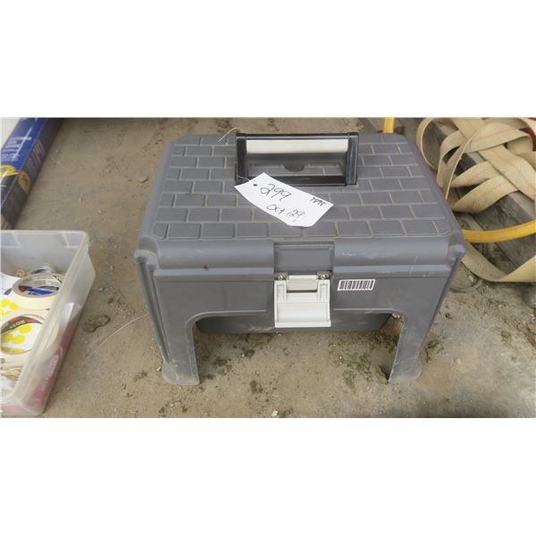 small grey stepstool tool box