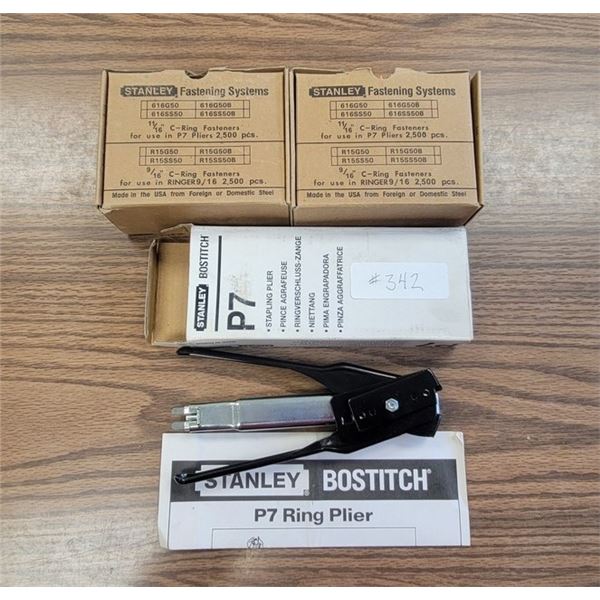 Stanley Bostich P7 ring Plier & 2 Boxes of 2,500 C-Ring Fastenners