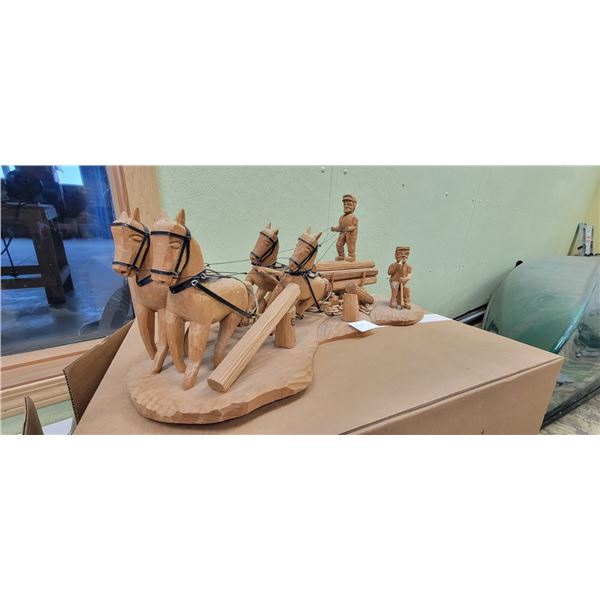 Wood Carving - Log Hauling (Acadian Village)