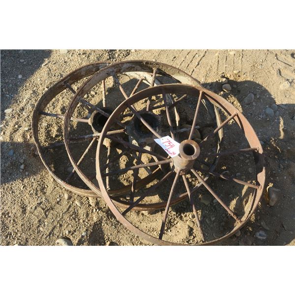 3 vintage metal wheels 24"