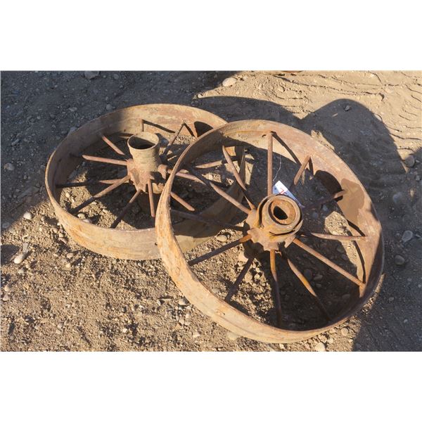 2 vintage metal wheels 30"
