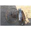 Image 4 : 3 large vintage misc metal wheels, 2- 28", 1- 36"