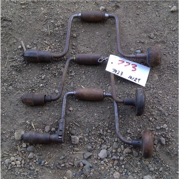 3 Antique Hand Drills