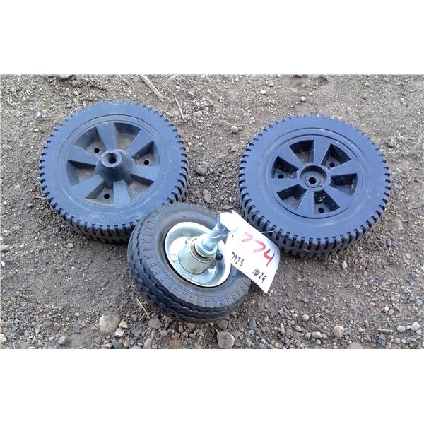 3 Small Wheels - 2 Are Plastic