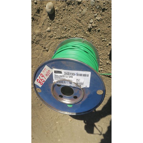 12 gauge Solid Copper Wire (partial roll) green