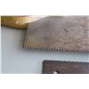 Image 5 : 3 - hand saws, 2- tan handles & 1 - black handle