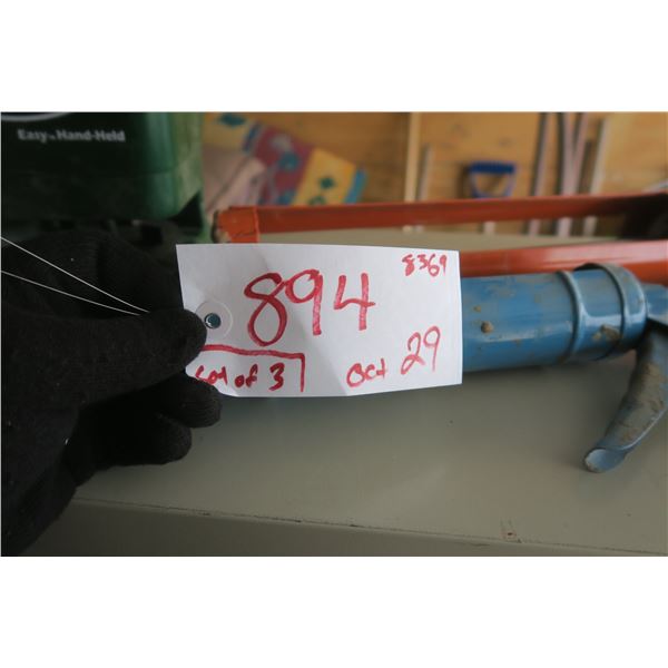 2 - caulking guns & hand held grass seed spreader