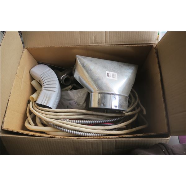 box of misc items, coper wire, ducting items, etc..