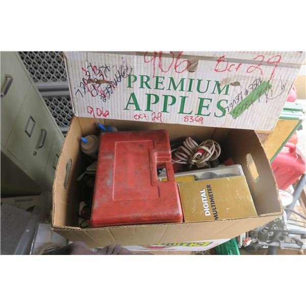 box of misc tools and other items