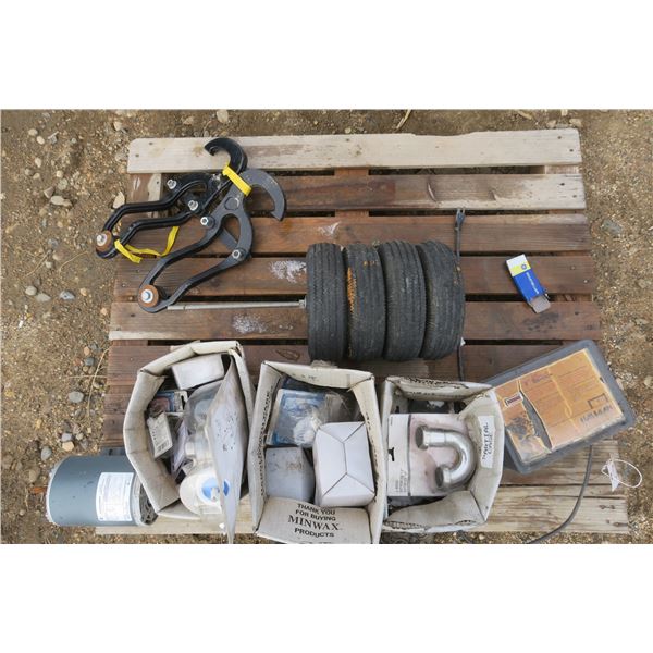 Electric fencer, tires, and truck bumper hooks, set of 4 tires, AC thermally heated motor