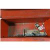 Image 7 : large red flat top metal tool box with misc tools and items