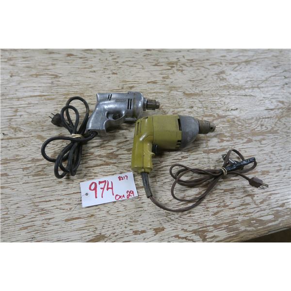 2 -drill lot, vintage Wolf cub stainless steal drill, lite off brown 1/2" drill