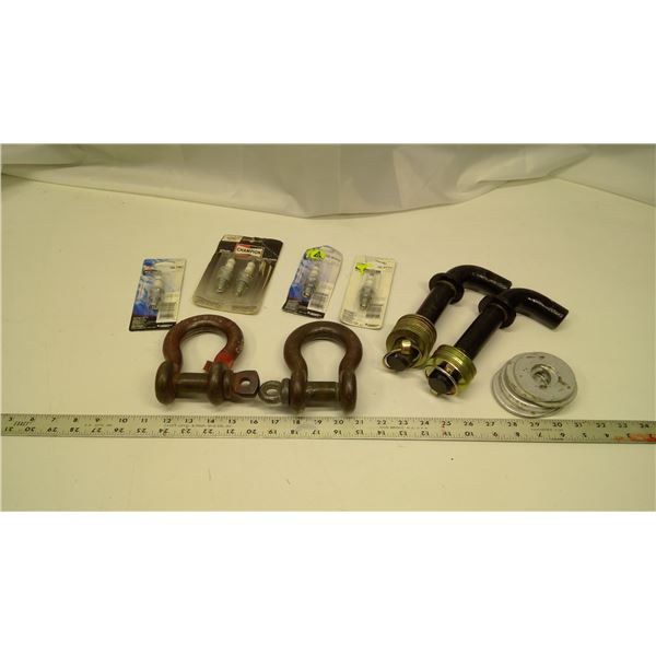 Hitch Pins (2), Clevis' (2), Spark Plugs