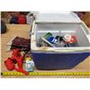 Image 1 : Coleman cooler filled w/ screws, tape, misc hardware