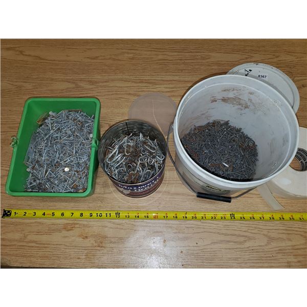 lot of nails, staples & screws