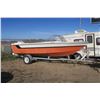 Image 1 : StarCraft 18ft white with black stripe and orange bottom boat and trailer.  Boat VIN# STR18545M74l-7