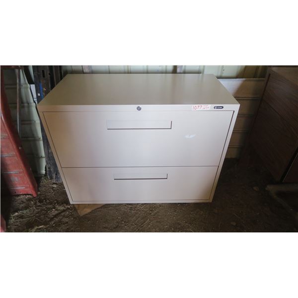 Tan 36"x 18"x 27 1/2"  Metal Filing Cabinet  (2 drawers)