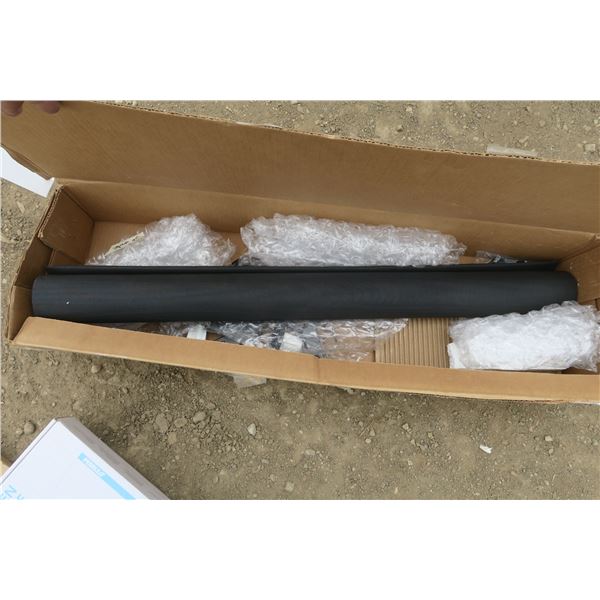 Black roll up blind with hardware