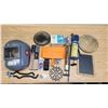 Image 1 : Box of Assorted hardwares - Welding helmet, Dusters, Magnetic eraser, etc.