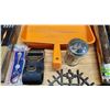Image 6 : Box of Assorted hardwares - Welding helmet, Dusters, Magnetic eraser, etc.