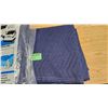 Image 3 : Set of 3, Blue Moving blankets - 2 are new, sealed in bags & One loose - All 72" x 80"