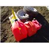 Image 5 : 3 Gas cans, 2 tires, & painters dropcloth