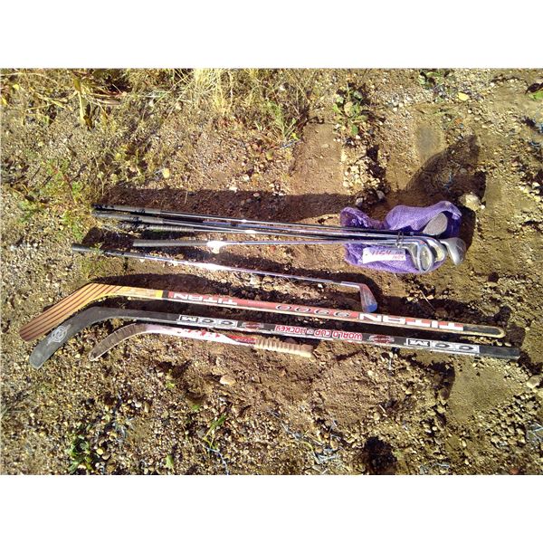 Golf clubs and hockey sticks