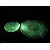 Image 1 : 2 “Green Glowing” Depression Glass Dishes – under Mineral Light