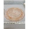 Image 2 : 2 – Depression Glass Cake Plates, 1 Pink “Cabbage Rose” 11.5 inches, 1 “Star Fruit” 11.5 inches
